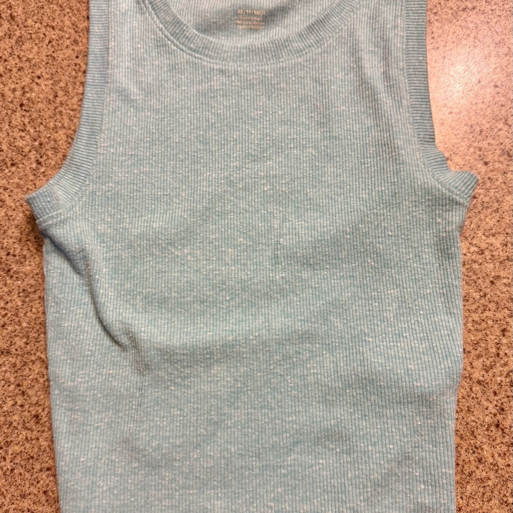 American Eagle Light Blue Sleeveless Ribbed Top